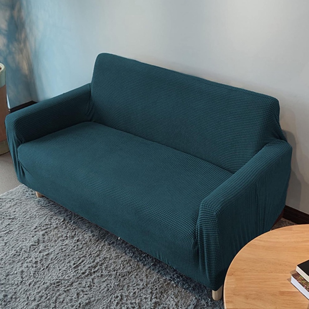 Easy -Going Teal Stretch Sofa Cover.